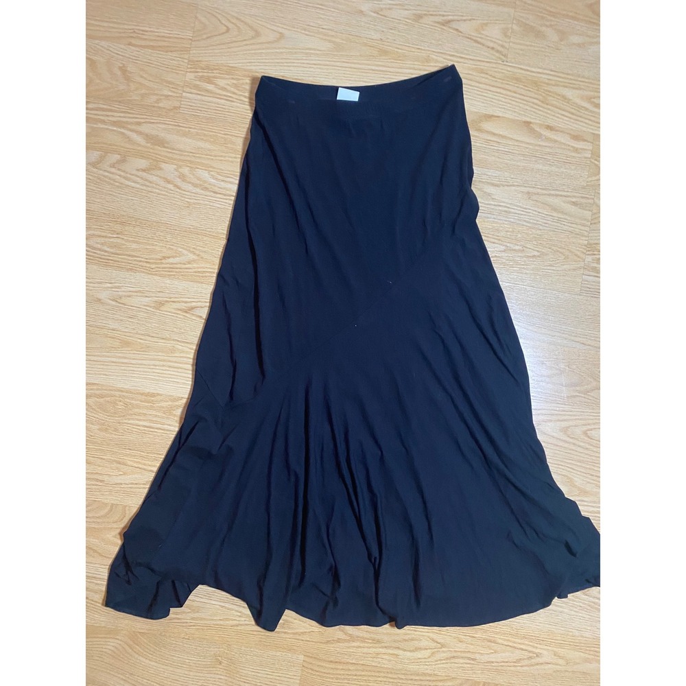 Chicos Sammi Maxi Skirt Black Solid Asymmetrical Seam Size 0 (Small) NWT